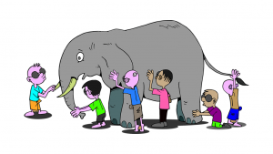 MEN AND AN ELEPHANT